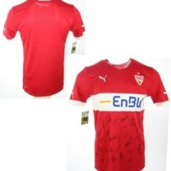 Puma VfB Stuttgart Trikot Vom Team/Kader Hand Signiert 2009/10 Rot Herren L