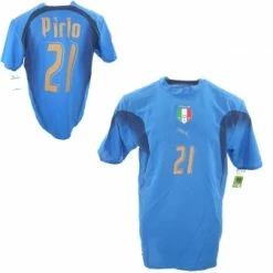 Puma Italien Trikot 21 Andrea Pirlo 2006 Weltmeister Blau Heim Herren S/L/XL