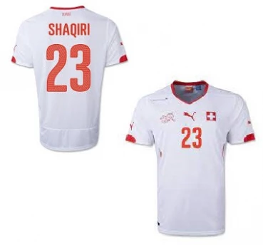 Puma Schweiz Trikot 23 Xherdan Shaqiri WM 2014 Schweizer Auswärts Weiß SFV Herren L